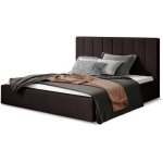 Les tendances - lit adulte avec coffre de rangement vareza ? velours matelass - marron fonc - 140x200 ...