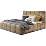 Les tendances - lit adulte vika ? tissu capitonn� - beige chin� - 160x200
