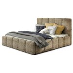 Les tendances - lit adulte vika ? tissu capitonn - beige chin - 180x200
