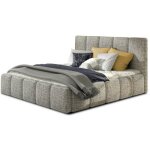 Les tendances - lit adulte vika ? tissu capitonn - gris chin - 180x200 - version avec sommier