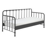 Les tendances - lit banquette 90x200 sommier inclus vipack bronxx noir mat