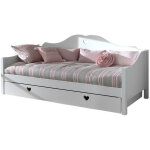 Lit banquette gigogne 90x200 cm avec sommier bois laqu blanc c?ur