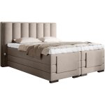 Les tendances - lit boxspring lectrique velours beige avec matelas et surmatelas arkos - 180x200