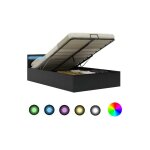 Lit coffre � led simili cuir noir rundi 160x200