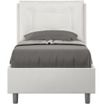 Lit design 80x190 cm avec t�te de lit coussin matelass� simili cuir blanc andry -