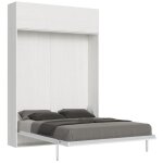 Lit 140 kentaro fr�ne blanc avec �l�ment mural rabattable