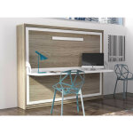 Les tendances - lit escamotable avec bureau 140x190 chne clair p 35 kinoa