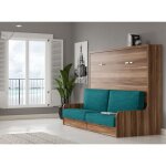 Les tendances - lit escamotable horizontal 140x190 avec canap tissu kalian - avec matelas - coffrage ...