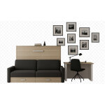 Les tendances - lit escamotable horizontal avec canap� vetal 160x200 - canap� gris fonc� - structure ...