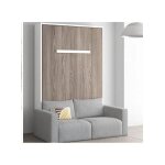 Les tendances - lit escamotable vertical 160x200 avec canap� tissu kimber - coffrage blanc - fa�ade cambrian ...