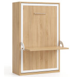 Les tendances - lit escamotable verticale 90x190 avec bureau studante - fa�ade ch�ne clair