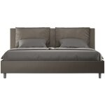 Lit moderne 180x200 cm avec t�te de lit coussins simili cuir marron anja - option avec sommier et sans ...