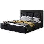Les tendances - lit moderne en simili cuir clarin - avec ou sans rangement - noir - 200x200 - version ...