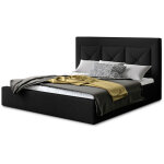 Les tendances - lit moderne en tissu clarin - avec ou sans rangement - noir - 180x200 - version avec ...