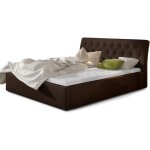 Les tendances - lit simili cuir capitonn� venizia - marron - 160x200 - version avec sommier