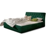 Les tendances - lit velours capitonn� venizia - vert �pinard - 140x200 - version avec sommier