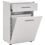 Meuble bas avec panier � linges blanc lika 52cm