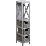 Meuble mdf gris 1 etagere + 3 paniers papier tresses - gris tendance