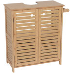 Tendance ? meuble sous vasque simple 67 x 30 x 70 cm ? 2 portes et 1 �tag�re int�rieure ? mdf et bambou ...