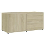 Meuble tv 1 porte 2 tiroirs bois ch�ne clair ressi 80cm