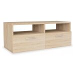 Meuble tv 2 portes 2 niches bois chêne clair chickie l95xh36xp35 Meuble tv 2 portes 2 niches bois chêne clair chickie l95xh36xp35