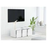 Les tendances ? meuble tv 3 tiroirs en bois mdf blanc ? dimensions l 80 x h 30 x p 34 cm ? rangement ...