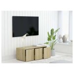 Meuble tv 3 tiroirs bois chne clair onic 80cm