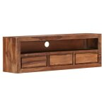 Meuble tv 3 tiroirs sesham massif foncé vizzia 120cm Meuble tv 3 tiroirs sesham massif foncé vizzia 120cm
