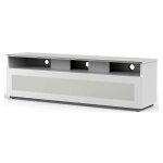 Meuble tv bois blanc et verre axel 160 cm