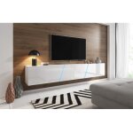 Les tendances - meuble tv � suspendre slant 240 avec led rgb 240x40x35 cm - blanc - blanc - 240 - -
