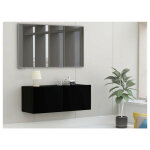 Meuble tv suspendu 2 portes bois noir oned 80cm