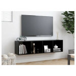 Meuble tv suspendu 4 niches bois noir neone 143cm