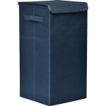 Paniere a linge pliable tissu polyester mdf - bleu canard tendance