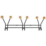 Tendance - patere metal 3 crochets a fixer decoration bois - noir bois