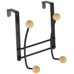 Tendance - patere metal 4 crochets bois - noir bois