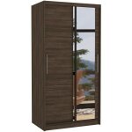 Les tendances - petite armoire de chambre 2 portes coulissantes marron avec miroir bazo 100cm