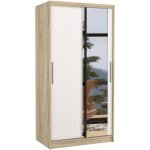 Les tendances - petite armoire de chambre naturel 2 portes coulissantes bois blanc et miroir bazo 100cm ...