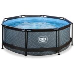 Les tendances - piscine exit stone ø244x76cm avec pompe filtrante - grise Les tendances - piscine exit stone ø244x76cm avec pompe filtrante - grise