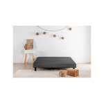 Les tendances - sommier tapissier a lattes 160 x 200 - bois massif gris anthracite + pieds - finlandek ...