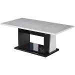 Table basse bois blanc et noir vernis laqu� brillant bilia 120cm