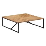 Table basse carrée acacia massif clair et métal noir rozas Table basse carrée acacia massif clair et métal noir rozas