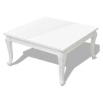 Table basse carrée bois blanc brillant mento 80cm Table basse carrée bois blanc brillant mento 80cm