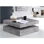Les tendances - table basse carree pivotante - panneau de particules - decor beton gris clair - classique ...