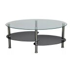 Table basse ovale verre tremp et mtal chrom kyrah