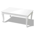 Table basse rectangulaire bois blanc laqu� et pieds plastique mento l 100