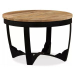 Table basse ronde manguier massif clair et pieds m�tal noir dink