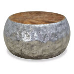 Table basse ronde m�tal argent� et teck massif fonc� vedi