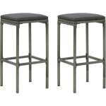 Tabourets de bar avec coussins 2 pcs gris rsine tresse