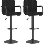 Tabourets de bar design avec accoudoir velours noir konfa - lot de 2