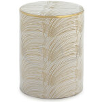 Les tendances - tabouret bas rond céramique blanc et doré souly Les tendances - tabouret bas rond céramique blanc et doré souly